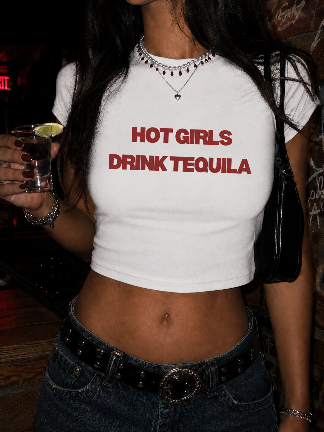 Hot Girls Drink Tequila Cropped Tee