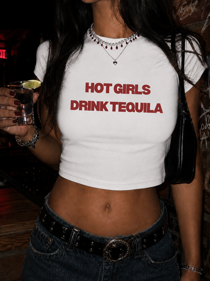 Hot Girls Drink Tequila Cropped Tee